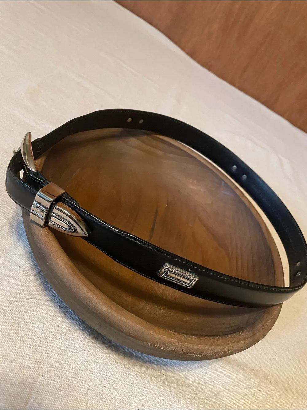 Black Leather Men's Concho Belt with Silver Buckle